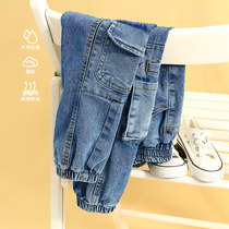 (Autumn new product) little tiger Patty childrens clothing boys jeans spring and autumn 2021 New Tong patchwork pants