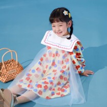 Little Tiger Patti Girl Princess Dress Child Summer Clothing Little Girl Foreign Air Turnover Printed Net Yarn Nepotism Dress Sentresses Dress