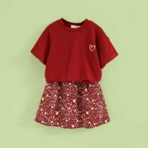 Little Tiger Patty Girl Short Sleeve Set Children T-shirt Flower Dress 2021 New Summer Dress Korean version of foreign style two-piece set