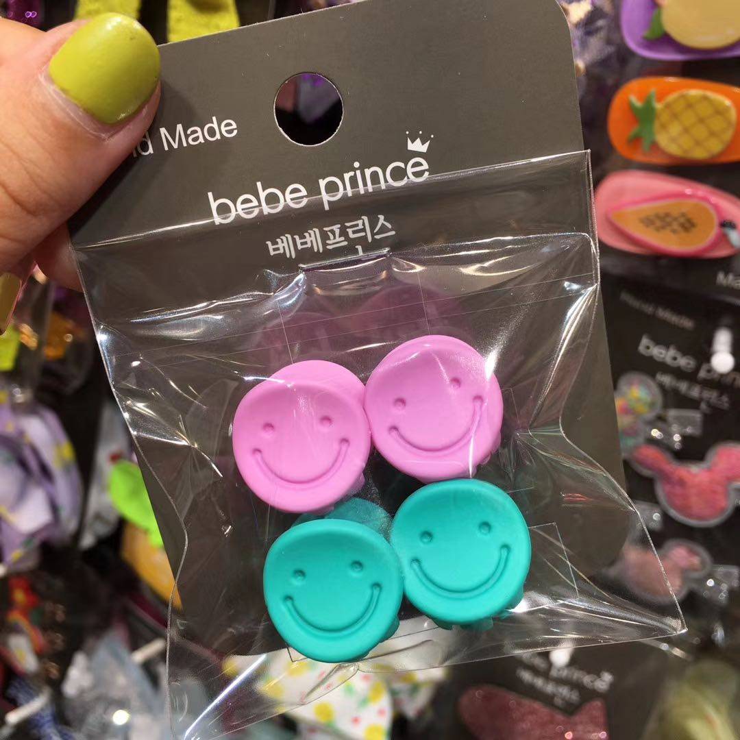 (Special spot) Korean Bebe prince hair accessories candy color cute smiley face clip broken hair clip hair clip