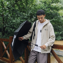 Trend waffle cardigan sweater mens autumn solid color simple hooded jacket loose bf neutral style couple jacket