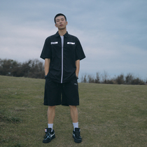 Lu Xiaohu 404 series reflective zipper short sleeve shirt mens summer trend lapel wear half sleeve shirt cool