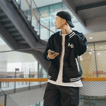 Japanese retro letter stand collar jacket boys Autumn New loose casual suede baseball suit trend jacket