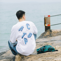 LuXiaohu Tiger New Products Three-dimensional Space Letter Printed Short Sleeve Men T-Shirt Summer Pure Cotton Loose Half Sleeve Blouse Tee Tide