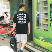 National Tide New Blurry Letter Printed Short Sleeve Men Advanced Senses Summer Street T-Shirt Loose Half Sleeve Shirt