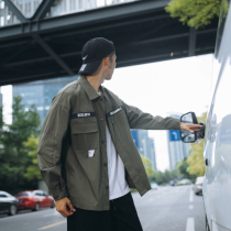 American loose tooling jacket mens lapel casual coach jacket autumn High Street Leisure Trend military jacket