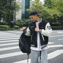 Retro Tide Brand Casual Puleather Splice Baseball Suit Men and Womens Same Aviator Jacket Harajuku Wind Autumn Jacket Tide