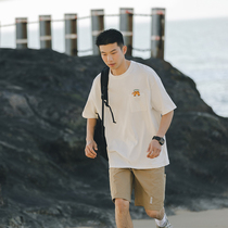 Lü Petty Tiger Fun Tiger Printed T-shirt Male Short Sleeve Tide Card 2022 Summer New Minimalist Couple Half Sleeve Blouse