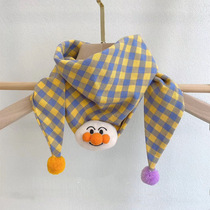 Anpanmans new cotton and linen childrens triangle scarf cartoon baby scarf baby saliva towel dual-purpose scarf
