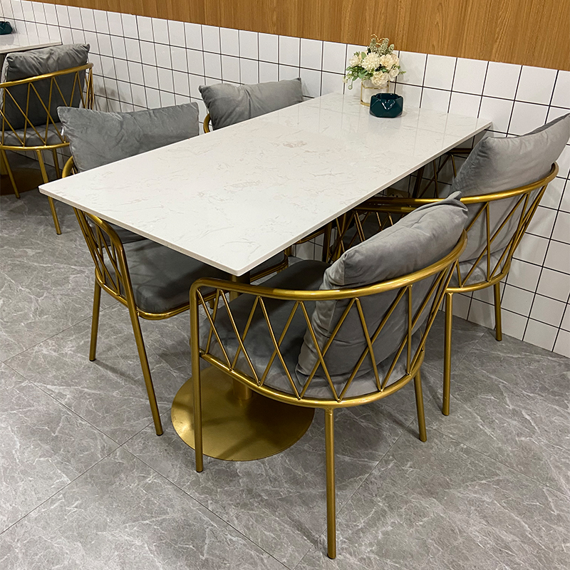 Nordic modern marble dining table commercial milk tea coffee beverage shop hot pot table dining room light luxury table and chair combination