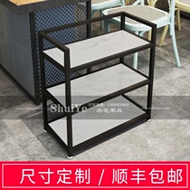 Light luxury simple hot pot shop dish rack Commercial marble multi-layer restaurant skewer barbecue trolley shelf