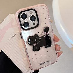 iPhone15 Apple 16Pro 휴대폰 케이스 케이스 최대 3 차원 고양이 1311 Sweet Cool 14에 적합한 블랙 핑크 만화