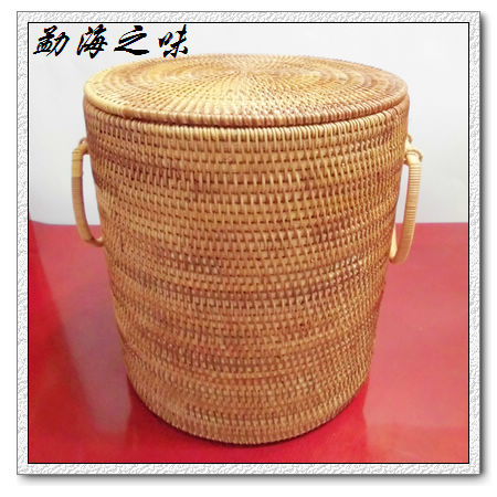 Vietnam handmade rattan basket Pu'er tea packaging box Bamboo basket Vietnam imported high-grade bamboo basket Bamboo basket empty box bucket