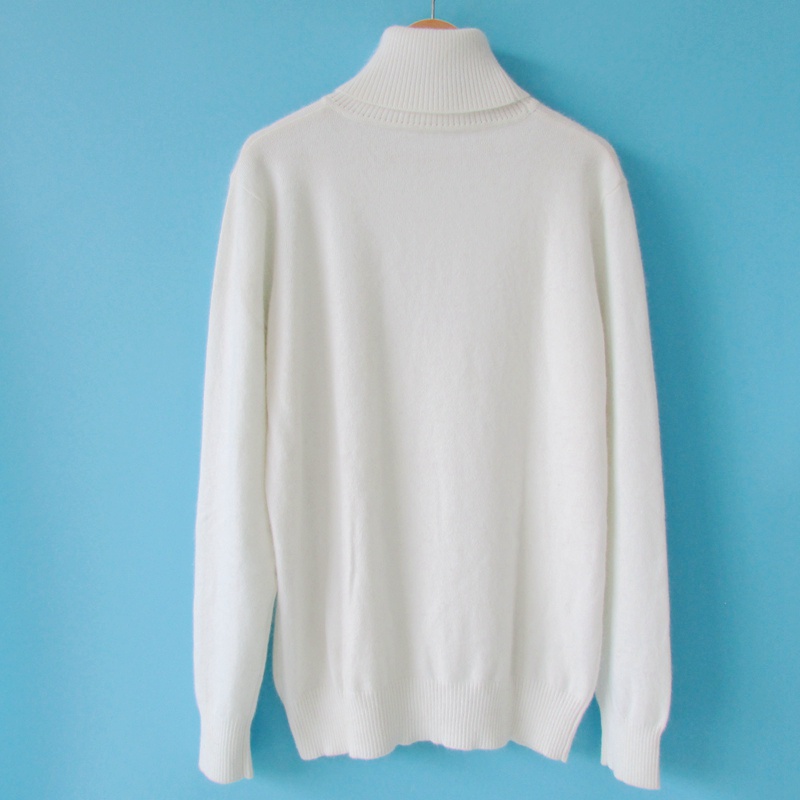 18 mùa thu mới và mùa đông nam áo len cashmere áo len trắng cao cổ đan áo da nam cao cấp