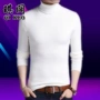 Áo len nam cashmere mỏng Kích thước lớn Nam màu trắng cao cổ đan áo len bó sát mùa thu dày và đen Retro - Áo len áo khoác trung niên cao cấp