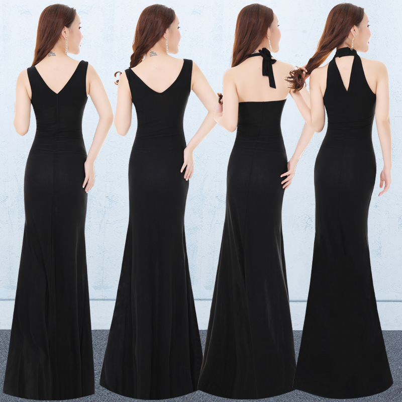 Black Evening Dress for Women 2024 New Style Banquet Noble Elegant Nightclub Sexy Dress Technician Workwear Long Style