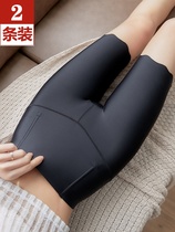 High-waisted belly Ice Silk safety pants womens anti-light non-curled five-point leggings summer thin seamless insurance shorts