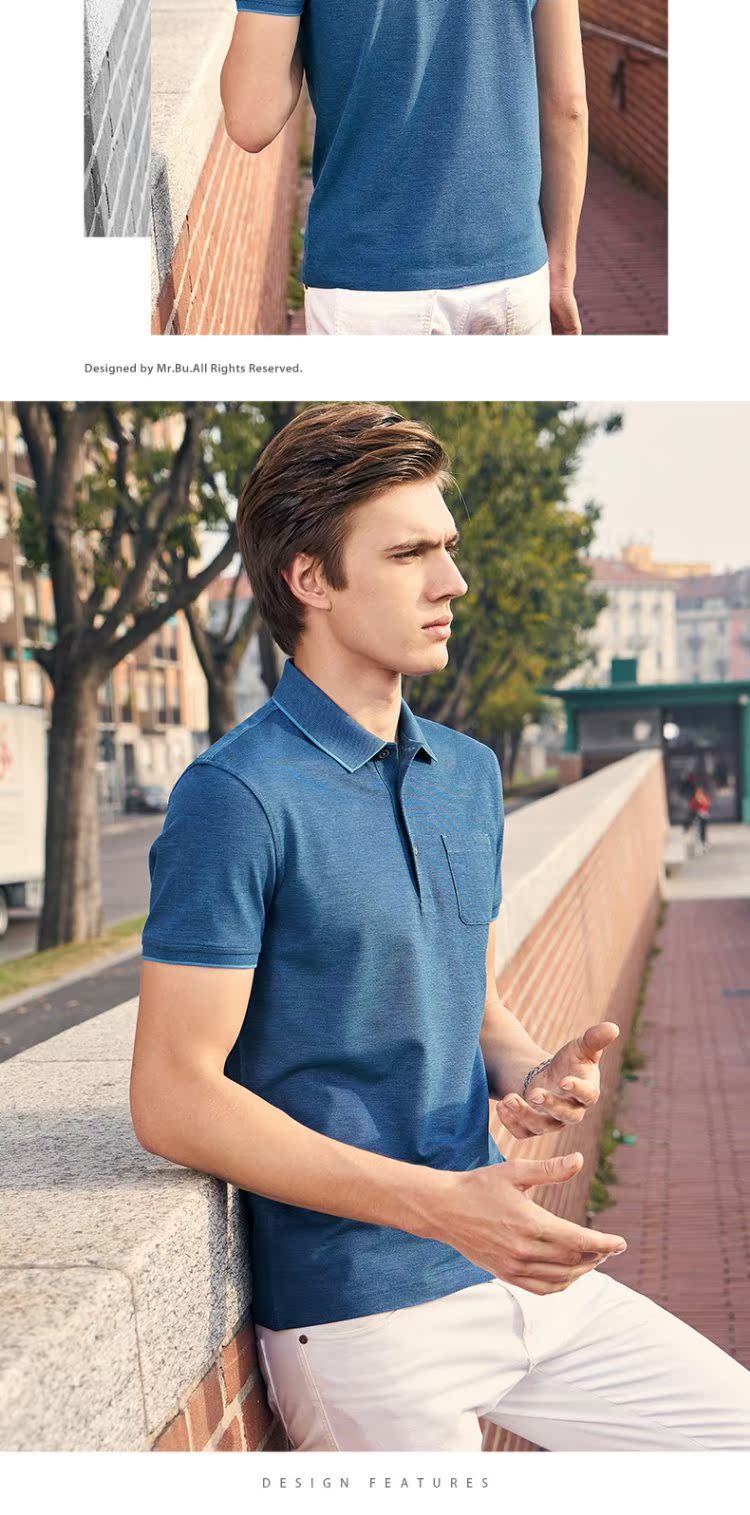 Mr. Cloth Short Tay T 2018 Mùa hè Mới kinh doanh khí chất sợi ve áo POLO Áo sơ mi nam tay ngắn áo polo trắng
