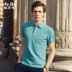 Ông vải châu Âu và phong cách Mỹ màu xanh POLO áo sơ mi nam tay ngắn dẫn nam mùa hè body ve áo cotton áo phông nam có cổ Polo