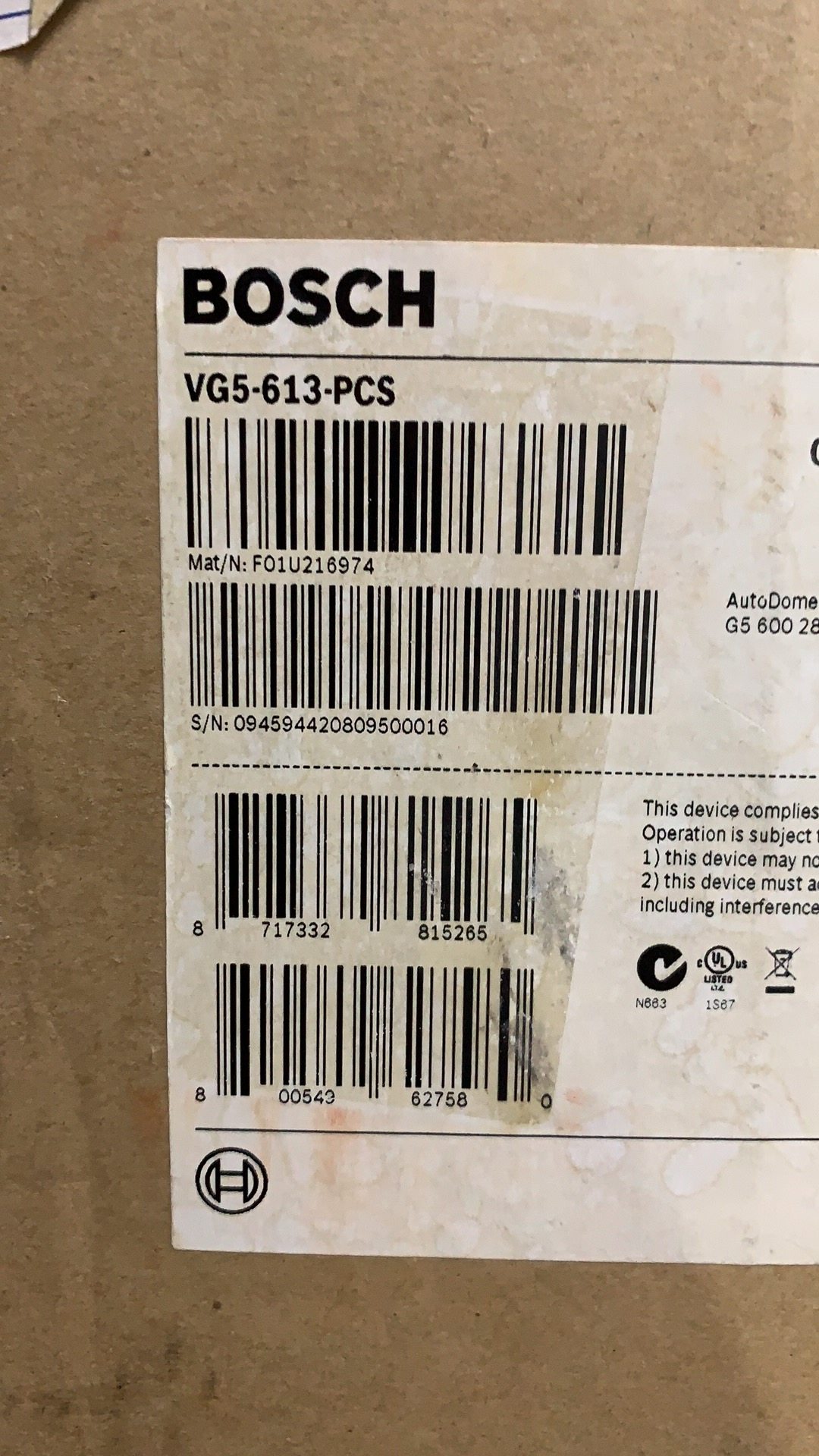 Bosch BOSCH VG5-614-PCS high-speed spherical camera VG5-613-PCS