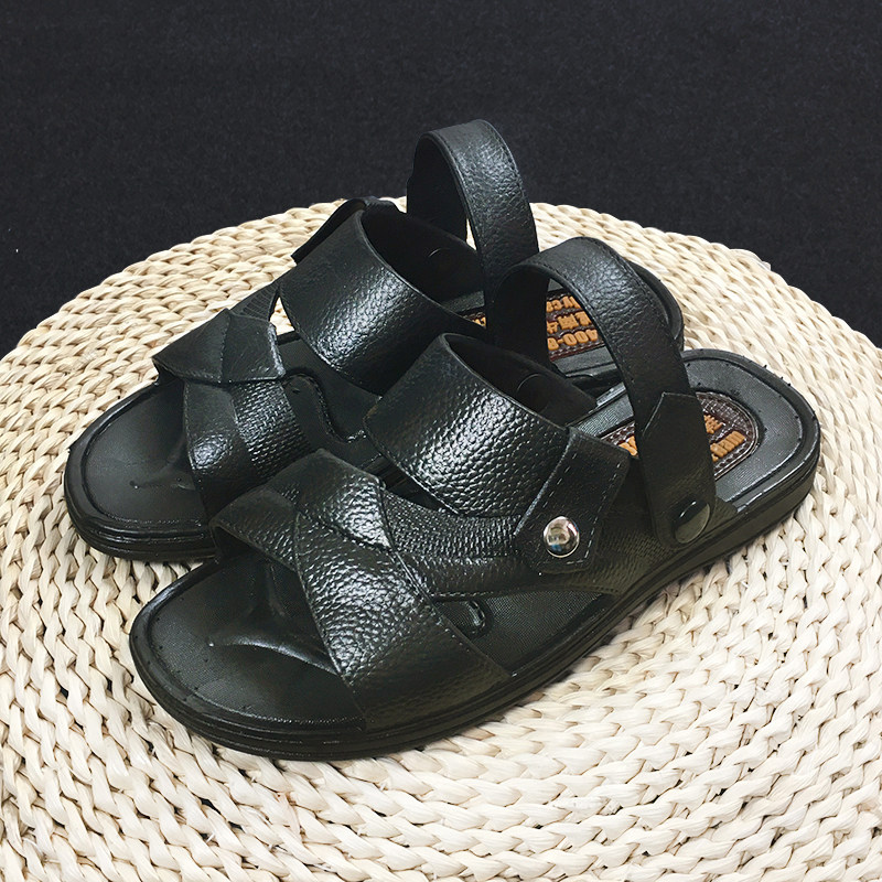 Dad Working Sandals Vietnamese Rubber Shoes Bull Fascia Bottom Wear Resistant Anti-Slip Thick Solid Outdoor Male Beach Shoe Leather 