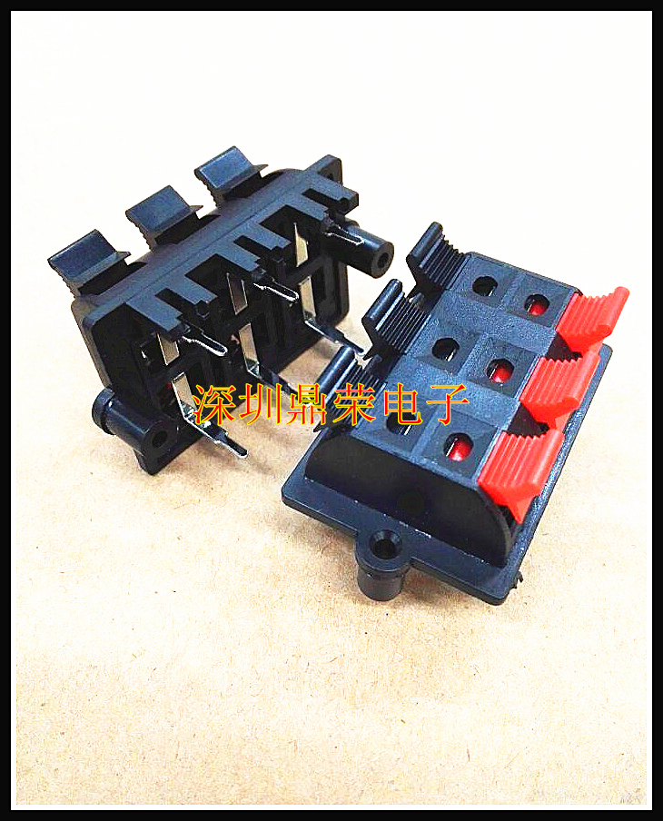 In-line speaker terminal column upright 6P spring terminal block Audio terminal clip double row 6-position test line clip