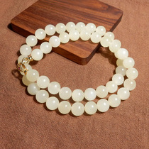 Shocking dialect Hetian jade Xinjiang and the final material is oily and delicate the ice bottom is Ruoqiang yellow mouth 10mm necklace mother chain h7