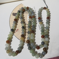 Dialect Xinjiang desert ancient style Loulan three-color jade and sugar blue and white seed material card 6mm necklace w2