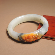 I was stunned by the dialect Hetian jade yellow cinnabar blue and white jade seed material three colors for many years card 55mm bracelet h0