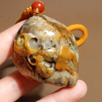 Fried Pot La Dialect Hetian Jade Boutique Yellow Qin Black Brown Skin Blue and White Seed Material Gold and Jade Mantang Pendant R8