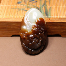I was stunned by the dialect Hetian jade treasure Xinjiang delicate and old material brown sugar white jade skillfully carved butterfly love flower pendant N3