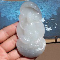 Big Action Dialect Brand Hetian Jade Qinghai Material Smoky Sapphire Two-Color Pursuing All Living Beings Guanyin Hand Holder Small Ornament N