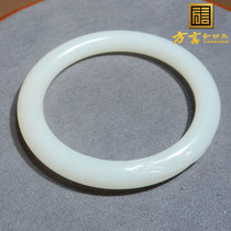 Dialect Hetian jade boutique Xinjiang and final material mutton fat white jade high fine high oil inner diameter 59mm round bar bracelet w4