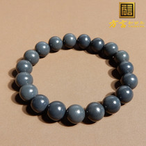 Hemp dialect Hetian jade rare Xinjiang old mature crisp blue jade seed material 10mm round bead bracelet w1