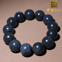 Dialect Brand Treasure Charcoal Pot Gray White Jade Base Black Jade Seed Material Luxurious Round Beads 18mm Large Leak Bracelet O