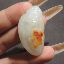 Rare dialect brand characteristics Hetian jade Xinjiang Yulong River red gold skin white jade seed material Laughing Buddha pendant pendant R1