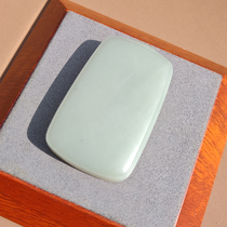 Big action dialect high-quality Hetian jade wearing grade leather hole Shanliushui Qiemo blue tone Ping An brand pendant S