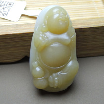 Sensational high-quality Hetian jade wearable recommended Xinjiang Qiemo sugar white jade Maitreya Laughing Buddha pendant s2