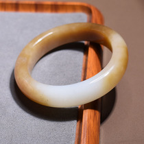 Dialect Hetian jade treasures give back to Xinjiang and the final material is two-color white jade and old brown sugar inner diameter 58mm formal bracelet R1
