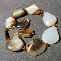 Stunned dialect Hetian jade Xinjiang delicate jade dragon river old mature mutton fat white jade boutique hanging autumn pear skin bracelet w1