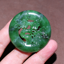Dialect Hetian Jade Boutique Grade Russian Old Pit Material Delicate and Oily Spinach Green Jasper Happy Eyebrow Pendant O8