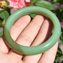 Rare dialect Hetian jade Russian oily and delicate old pit material thick pink green with sugar jasper 54mm bracelet r1