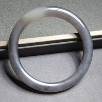 Fry the dialect and Hetian jade boutique Qinghai old pit material high ice smoke blue violet card 57mm round bar bracelet R1