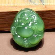 Popular dialect Hetian jade grade Russian old pit Yang green cats eye jasper Maitreya Laughing Buddha pendant N