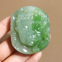 I was shocked by the dialect quality Hetian jade Russian old pit material white and green jasper Buddha and Demon One Thought Pendant pendant h7