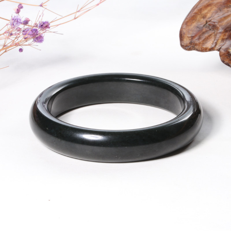 Dialect & Tian Jade Bracelet Original Brand Black Green Jade Female style Fashion Round Bar Wide Bar Positive Dress Your Princess Bracelet Promo h