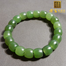 Hetian jade Xinjiang jasper seed material straight-cut old-style beads 10mm bracelet w1