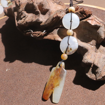 Hi Fantian dialect Hetian jade boutique wear old mature Xinjiang autumn pear skin white jade seed material mobile phone chain bag hanging O