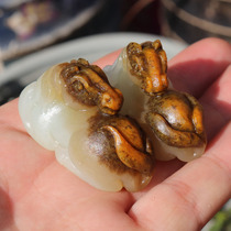 Hetian jade boutique fashionable Huangqin leather white jade Russian seed material immediate success pendant jade pendant N4