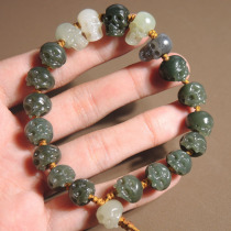 Dialect high-quality Hetian jade with giant leakage warm and delicate sugar jade and jasper colorful multi-treasure skull bracelet bracelet s2